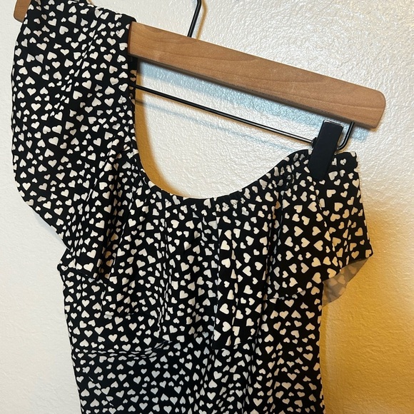 J.‎ Crew Factory Ruffle one-shoulder one-piece swimsuit Heart Print - Picture 2 of 6